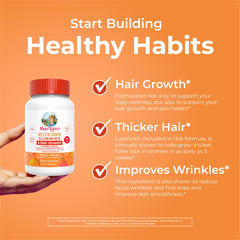 Biotin 10000 mcg graphic highlights high-potency vitamin benefits
