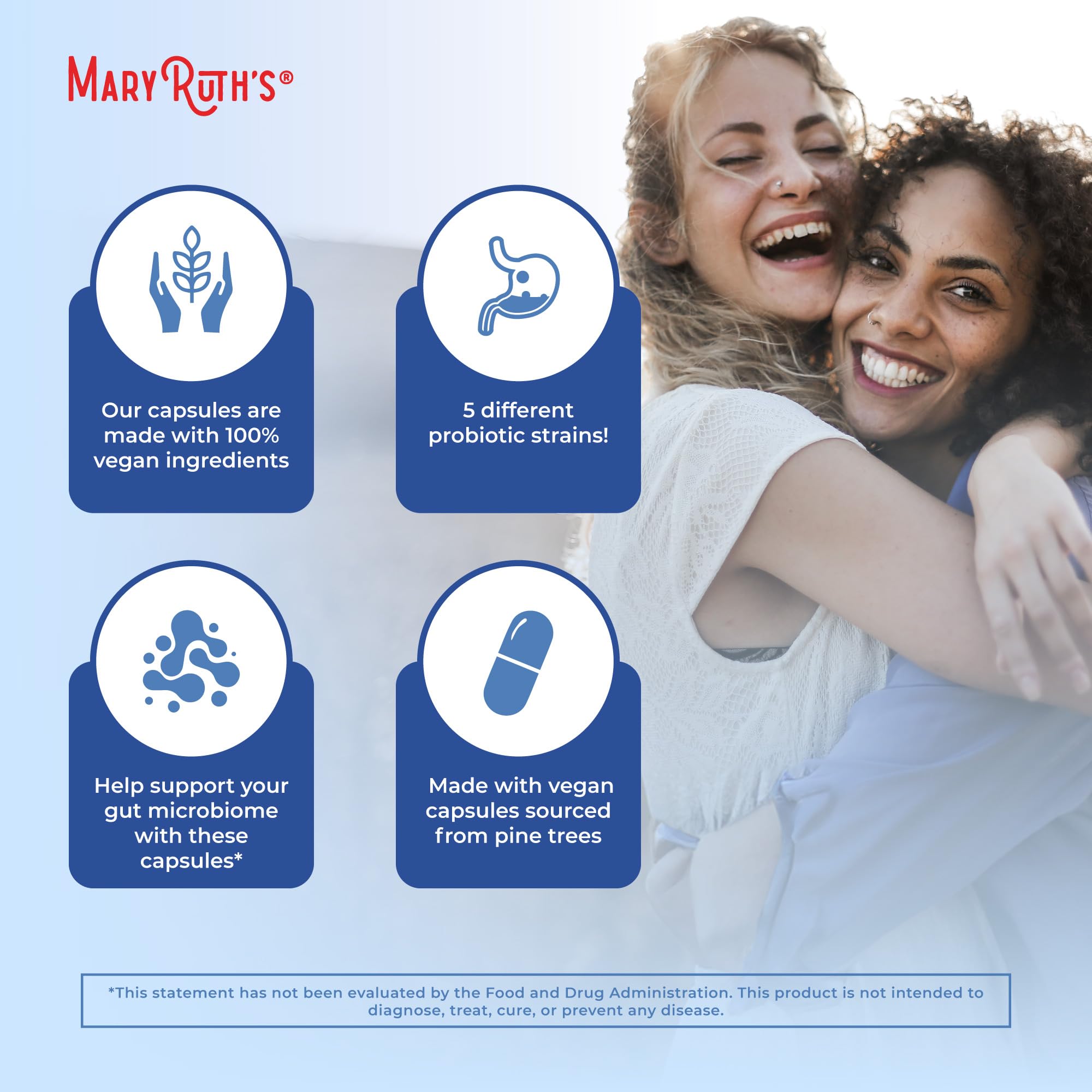 MaryRuth’s Complete Gut Health+ label highlights GMP and Non-GMO.