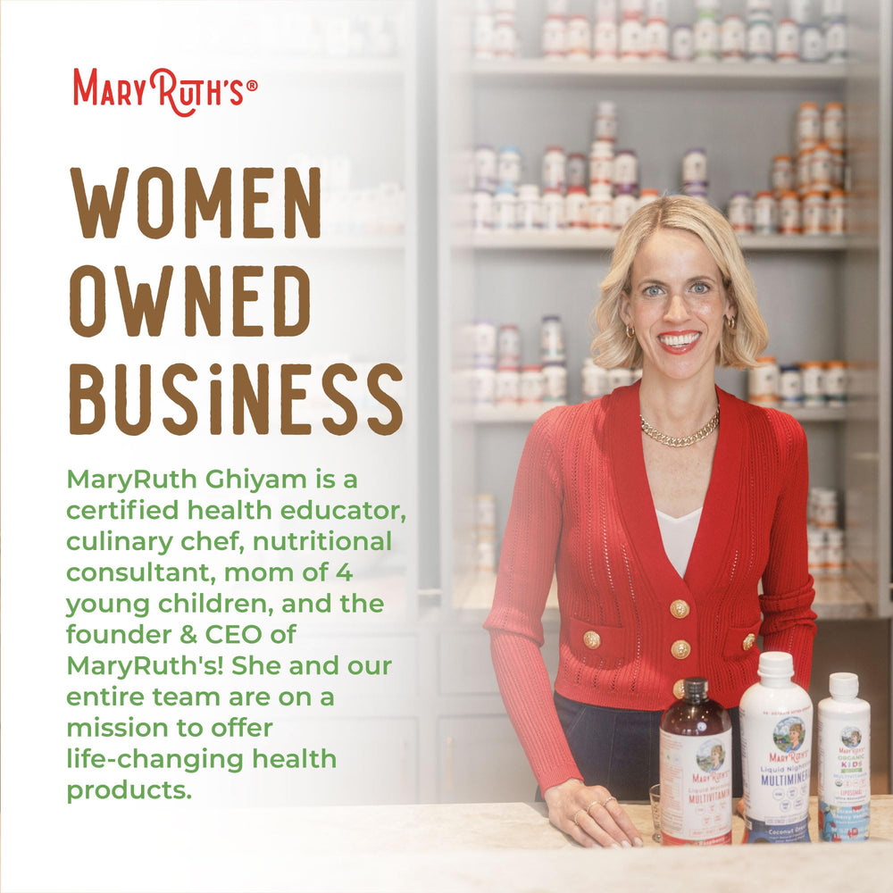 Facility certifications and quality icons for MaryRuth's Maca Root Drops