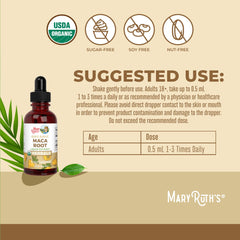 Close-up of the product label on MaryRuth's Maca Root Liquid Drops