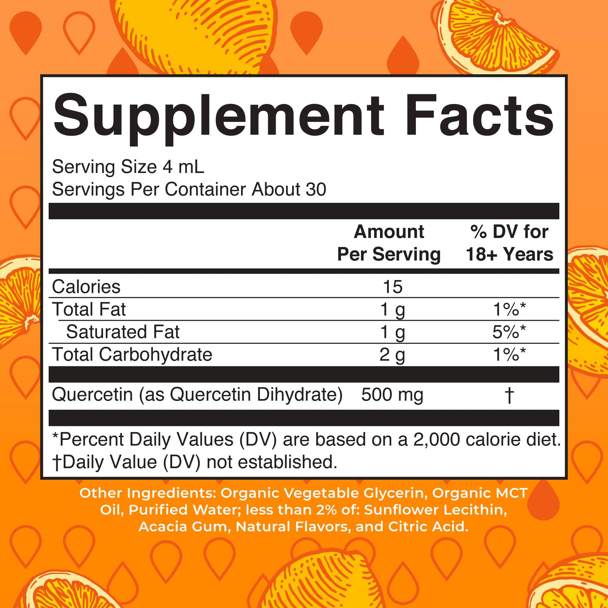 Front view of MaryRuth Quercetin Liquid Drops bottle with dropper