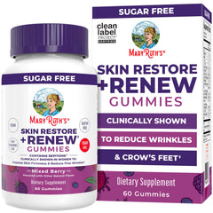 MaryRuth's Skin Restore Renew Gummies bottle front for daily hydration.