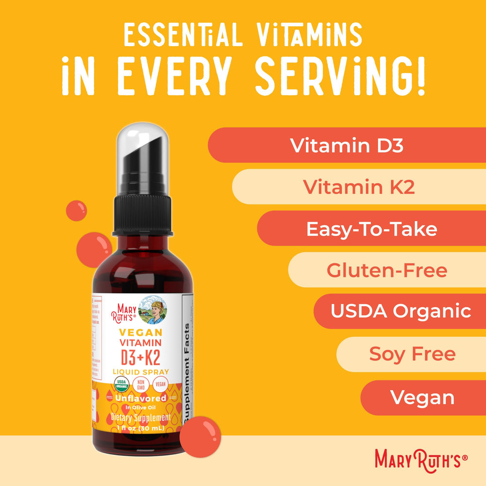 Nutrition facts panel for Vitamin D3 + K2 spray