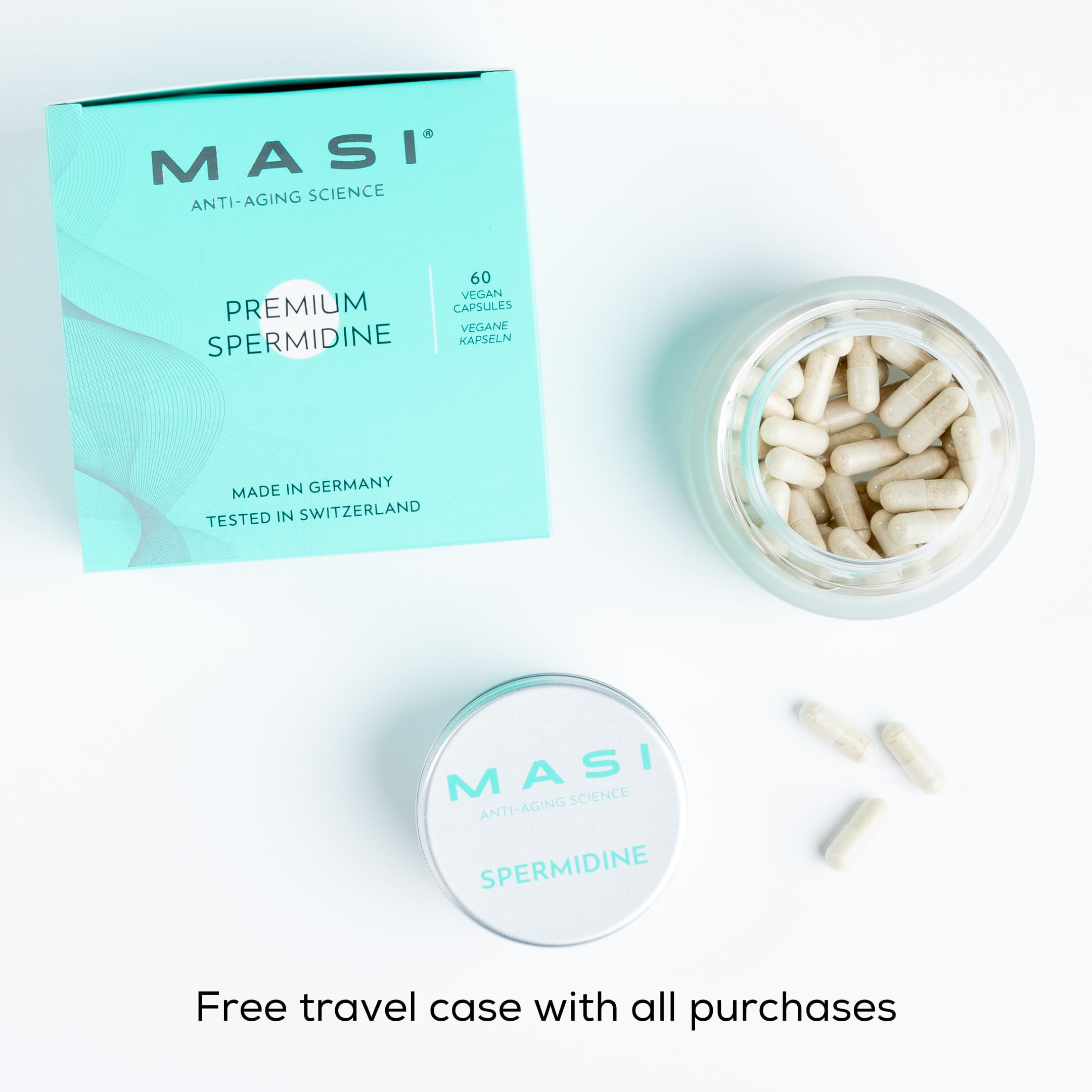 Cognitive and digestive support icons with MASI Spermidine