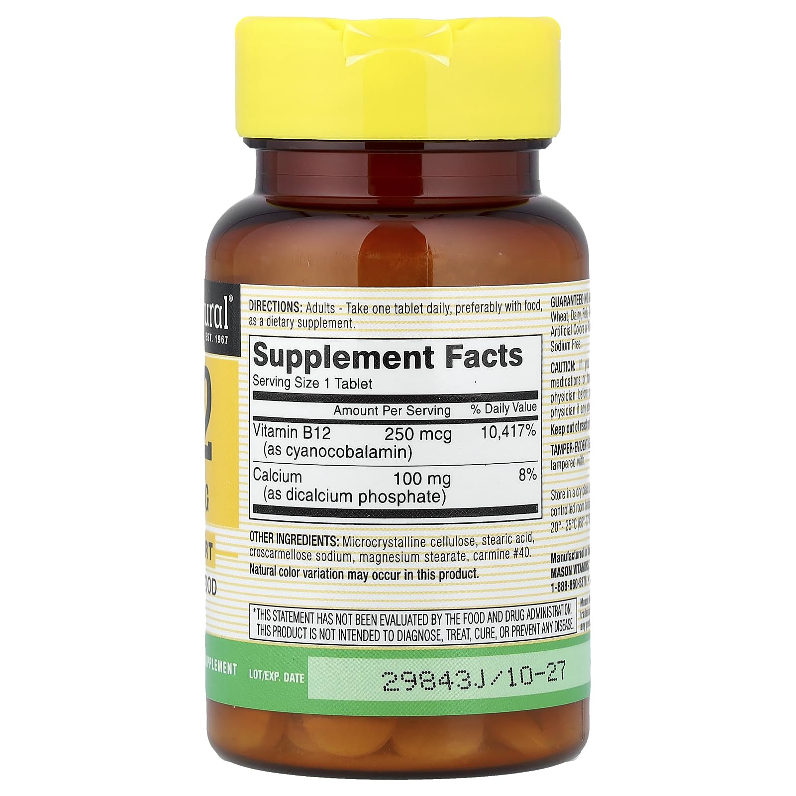 Mason B12 250mcg tablets packaging and bottle