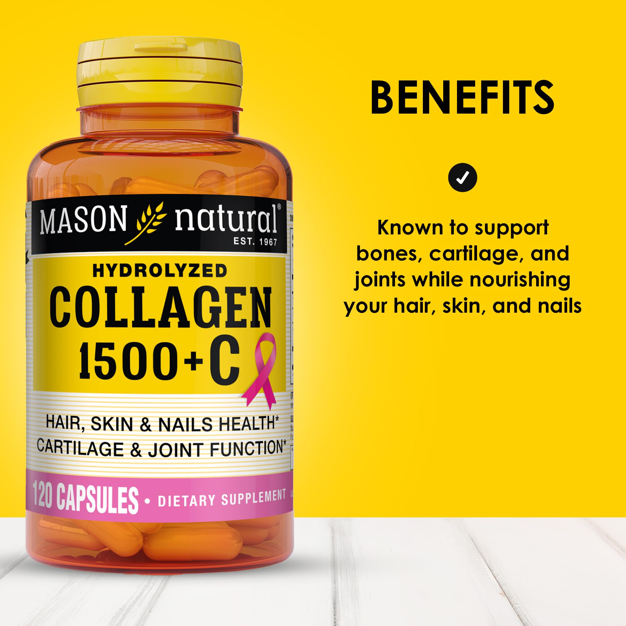 Close-up of Mason Natural collagen capsules per-pack
