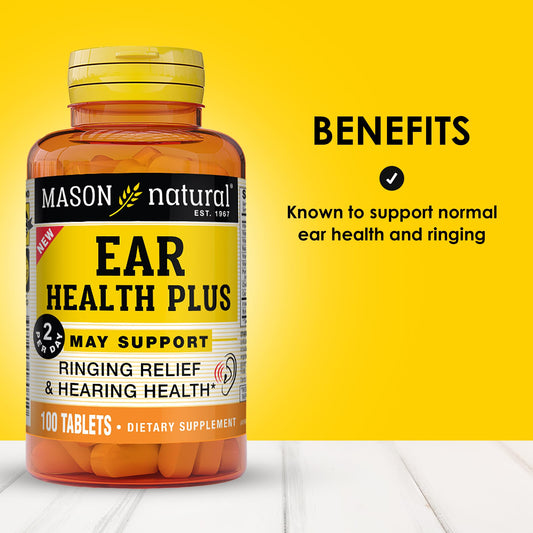 Front view of Mason Natural Ear Health Plus packaging