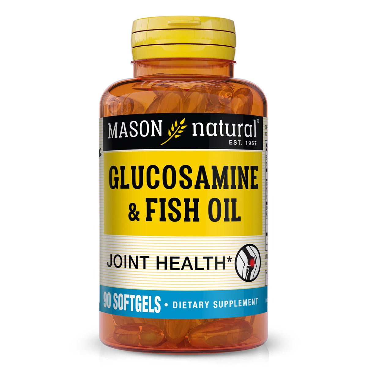 Mason Natural Glucosamine & Fish Oil bottle on white background