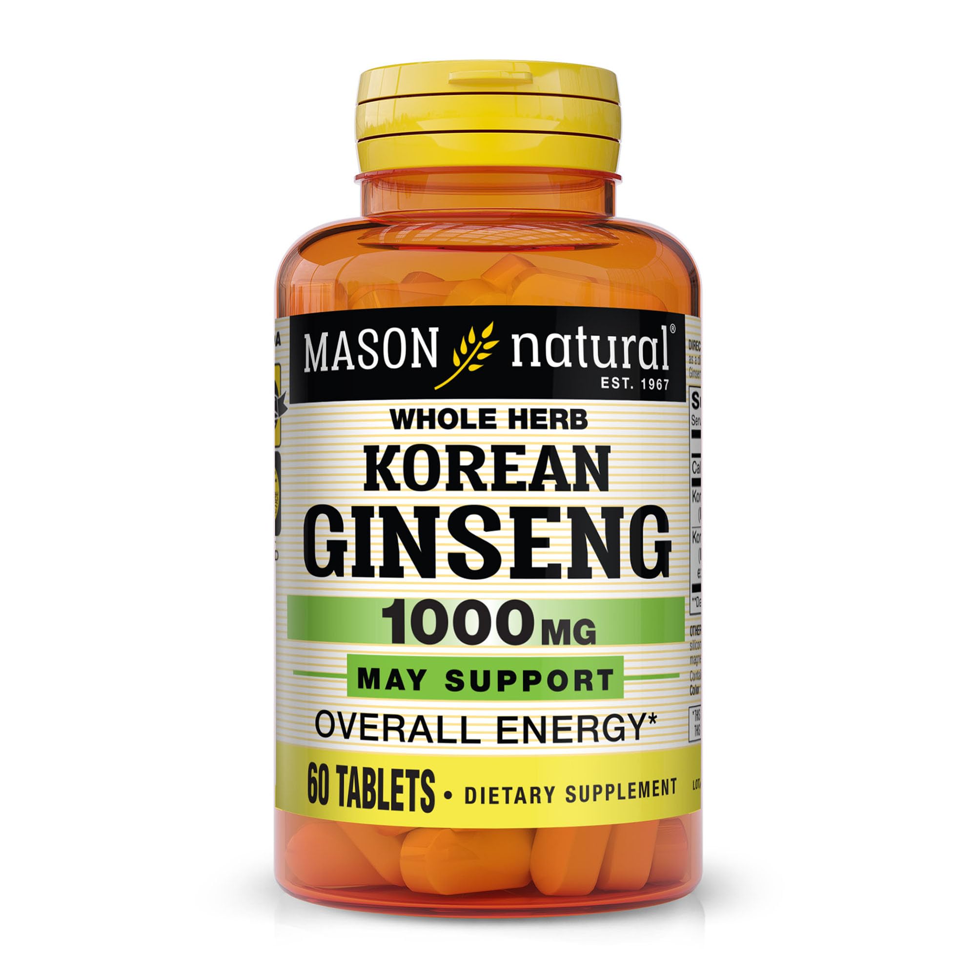 Mason Natural Korean Ginseng 1,000 mg bottle – 60 tablets