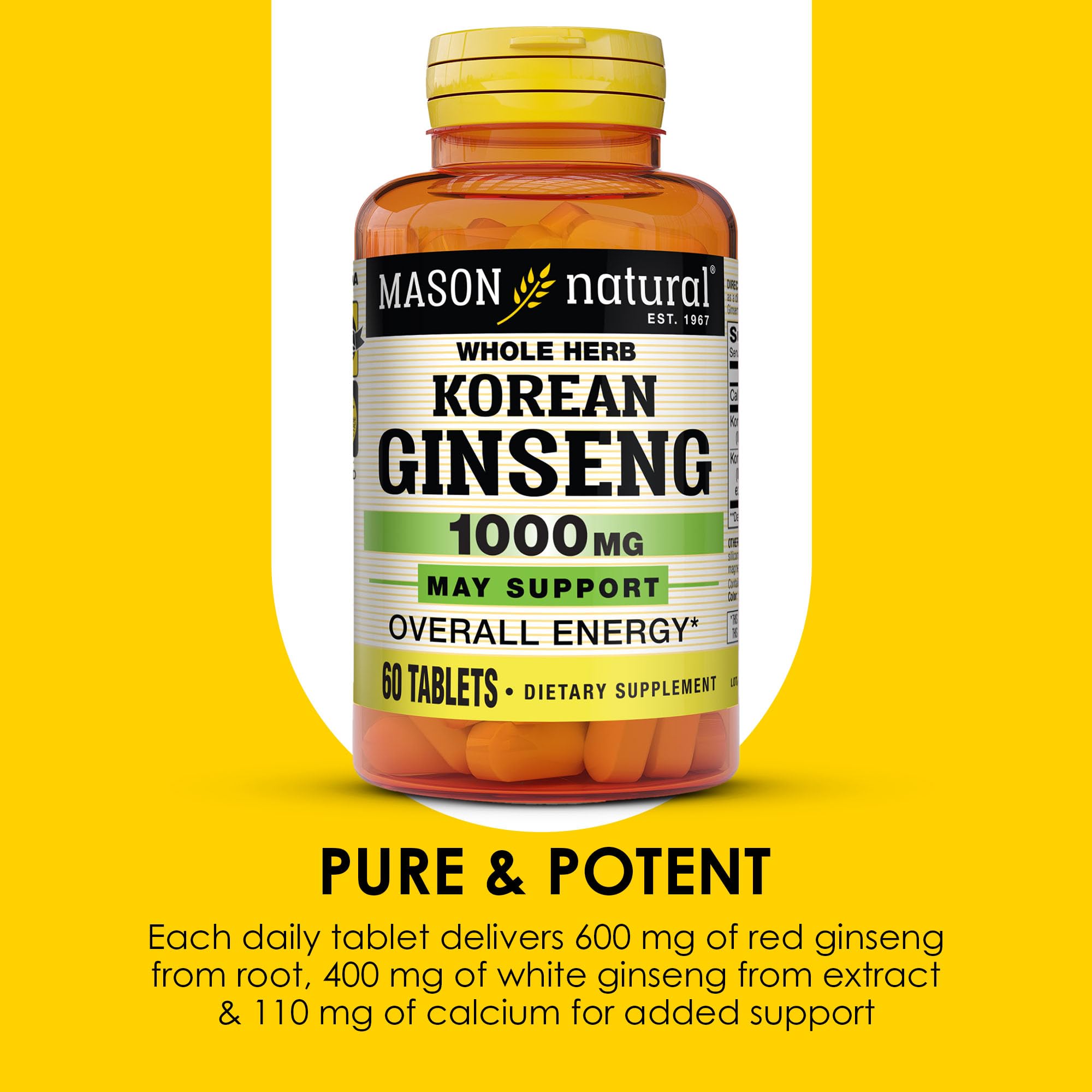 Mason Natural Korean Ginseng 1,000 mg bottle with packaging