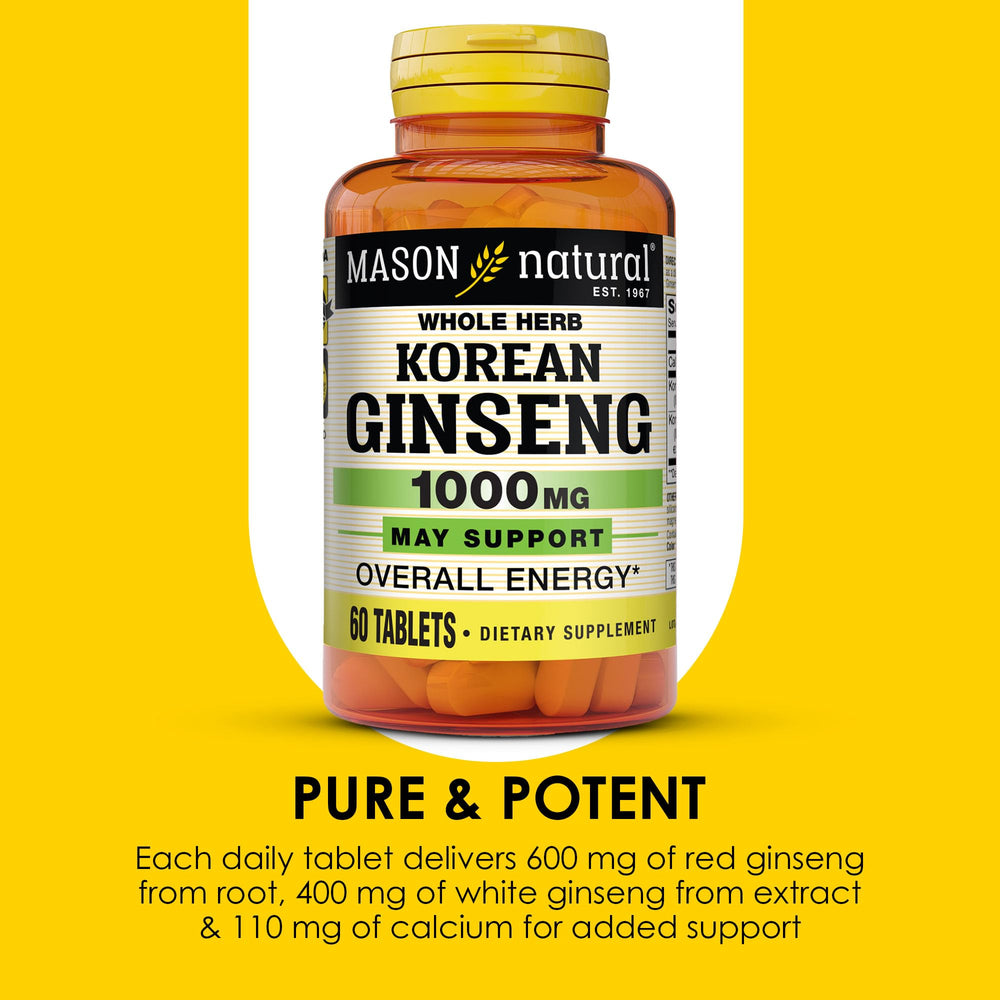 Mason Natural Korean Ginseng 1,000 mg bottle with packaging