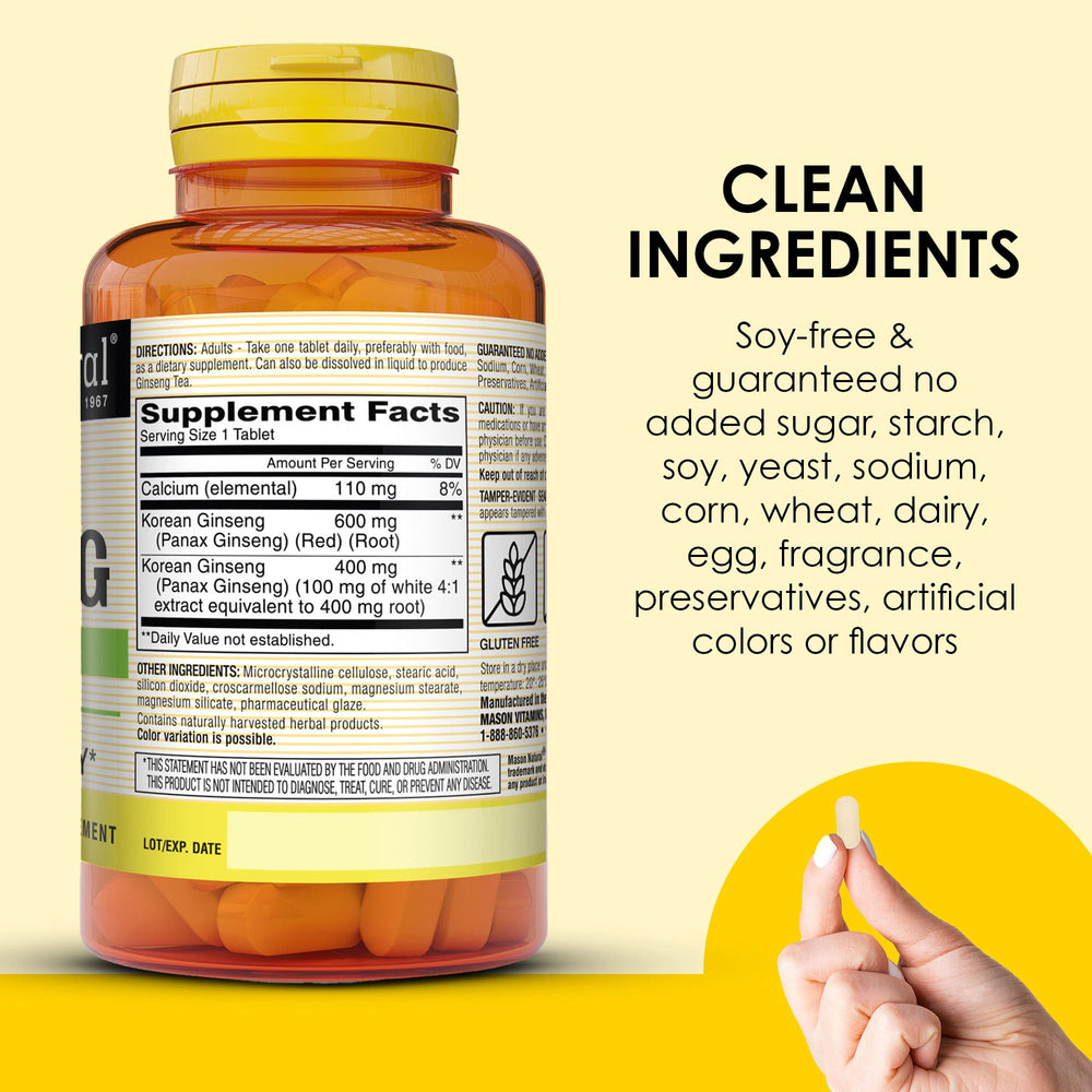 Calcium and ginseng ingredients highlighted on label