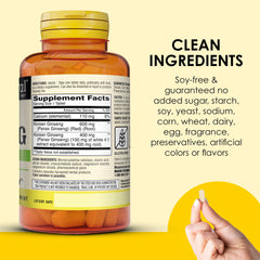 Calcium and ginseng ingredients highlighted on label