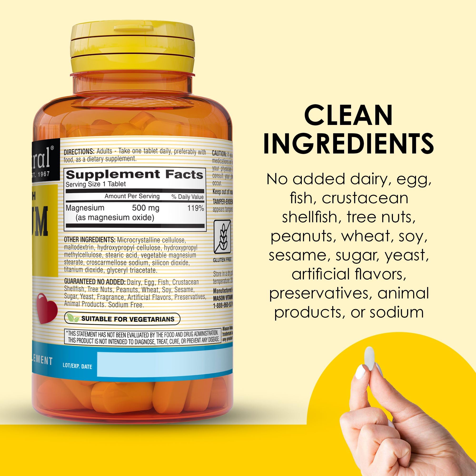 Magnesium tablets in bottle close-up