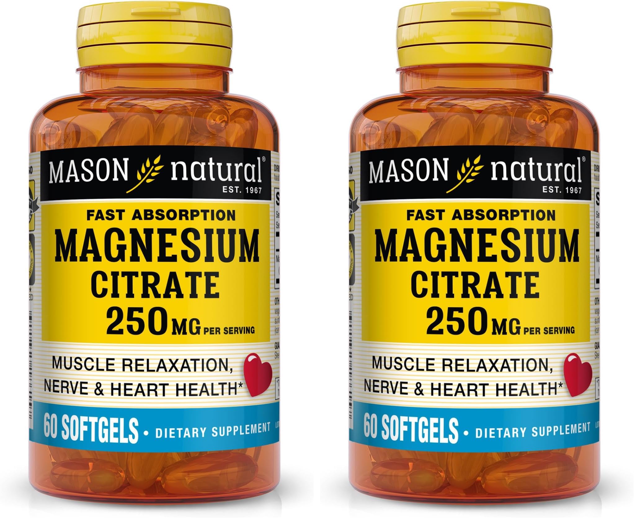 Mason Natural Magnesium Citrate 250 mg softgels – front view