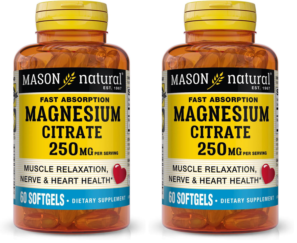 Mason Natural Magnesium Citrate 250 mg softgels – front view