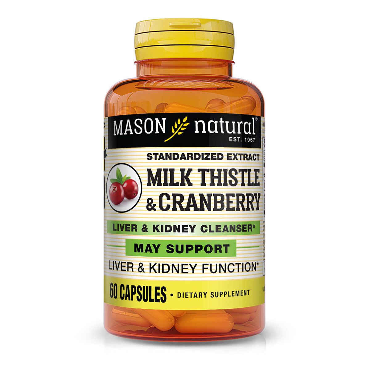 Mason Natural Milk Thistle & Cranberry Liver & Kidney Cleanser bottle - 60 capsules