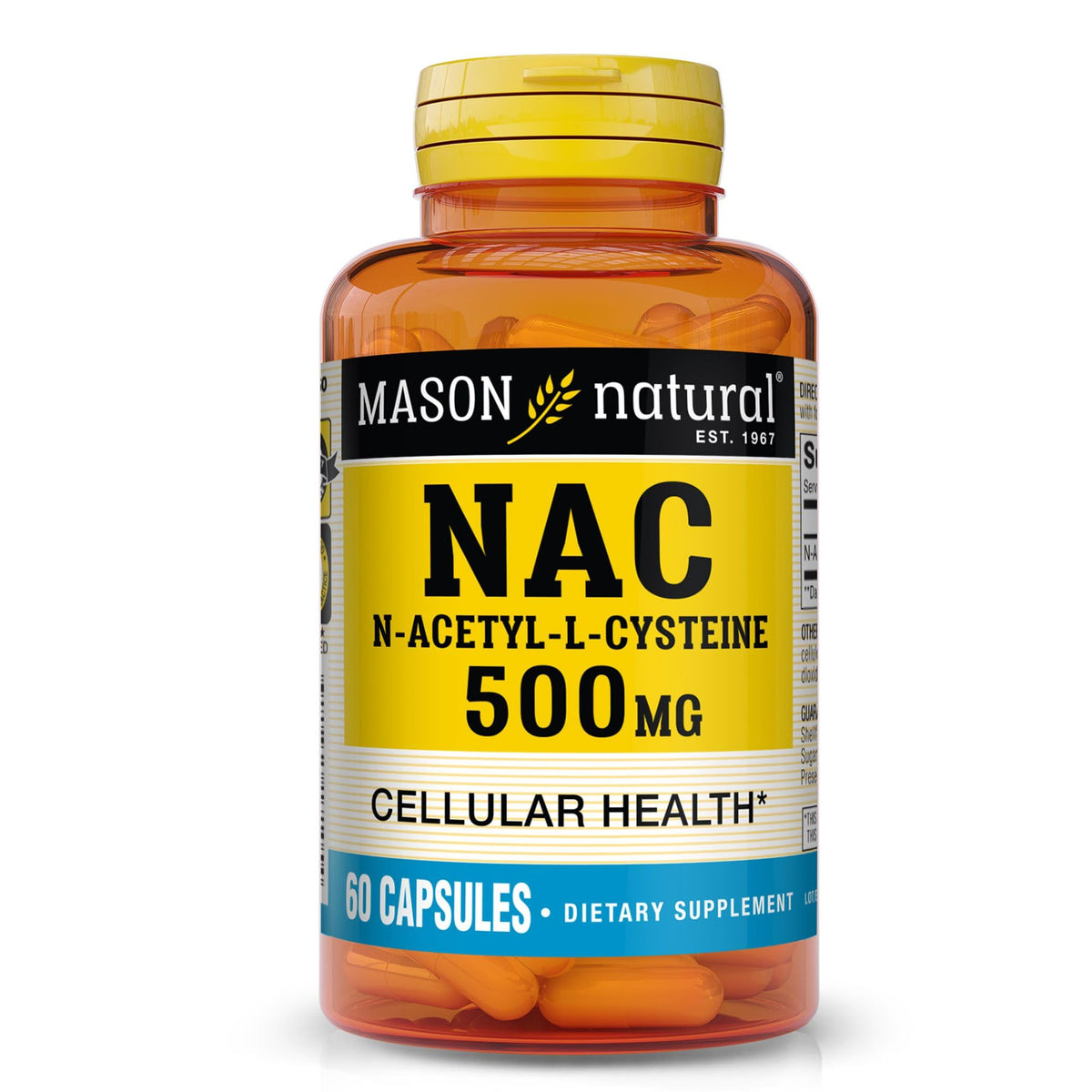 Front view of Mason Natural NAC 500 mg bottle