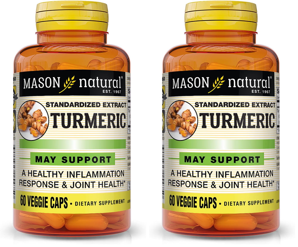 Front label of Mason Natural Turmeric 500 mg bottle (pack of 2)