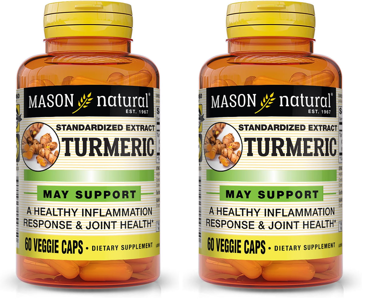 Front label of Mason Natural Turmeric 500 mg bottle (pack of 2)