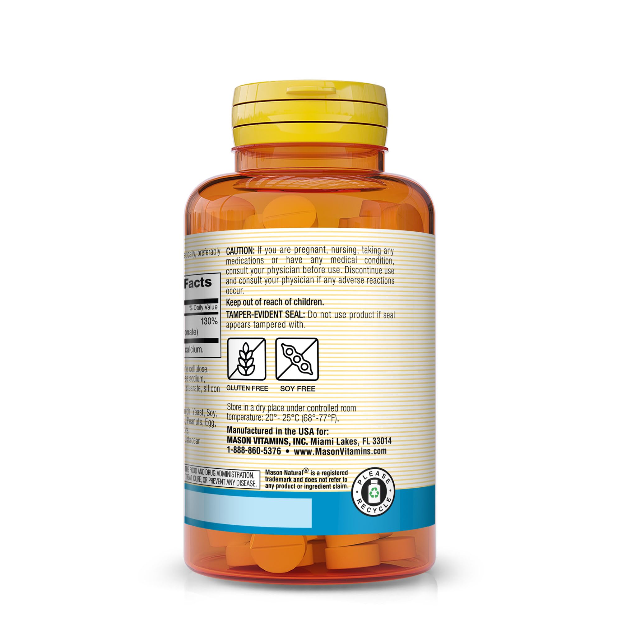 Close-up of Mason Natural Zinc 100 mg tablets