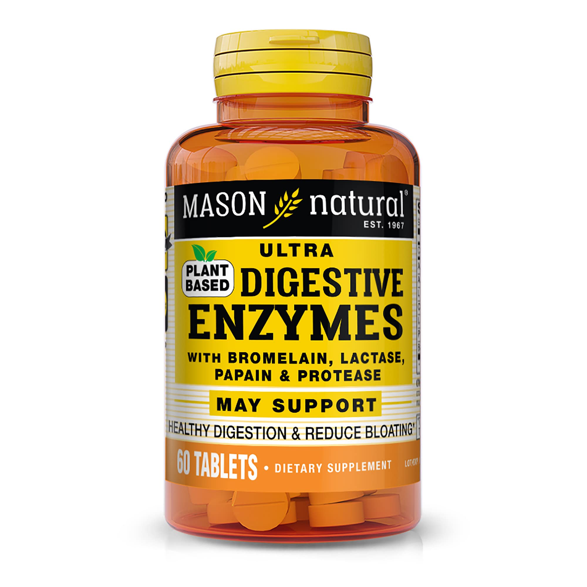 Bottle of Mason Naturals Plant-Based Digestive Enzymes with 60 capsules