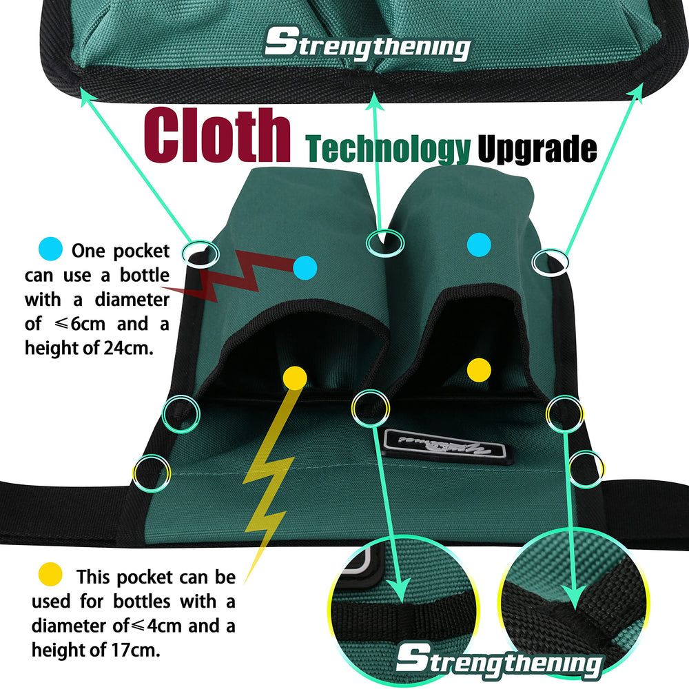 Front view showing two large pockets and two small pockets
