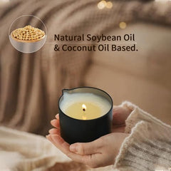 Candle melted massage oil pouring from bottle
