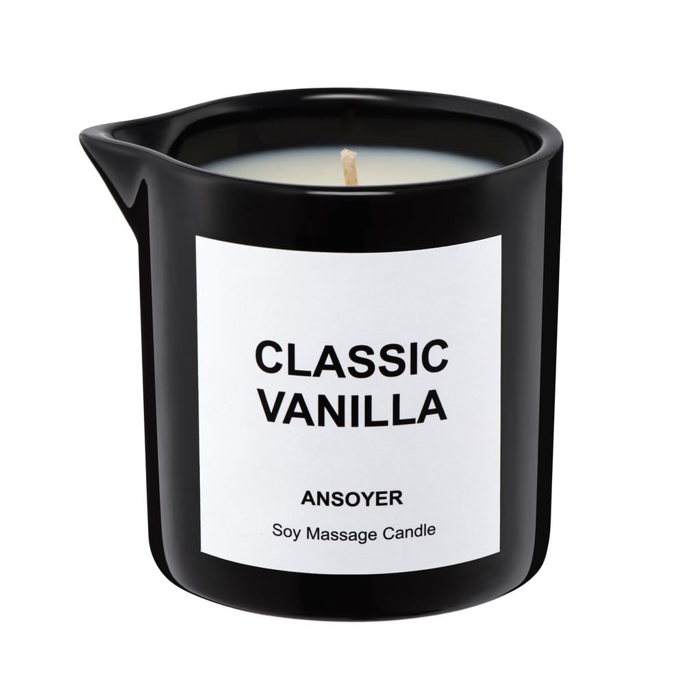 Massage Oil Candle for Men Classic Vanilla 8.1oz bottle label