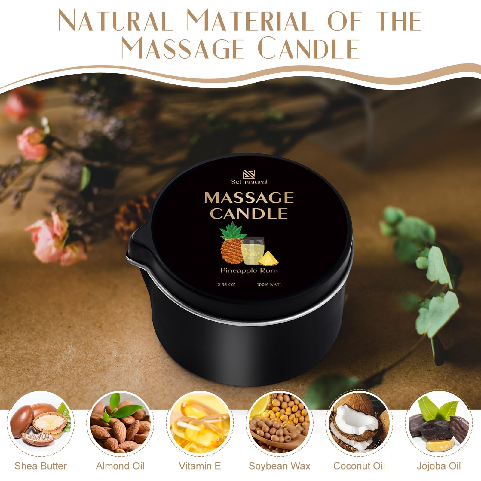 Warm glow from massage oil candles for spa at home