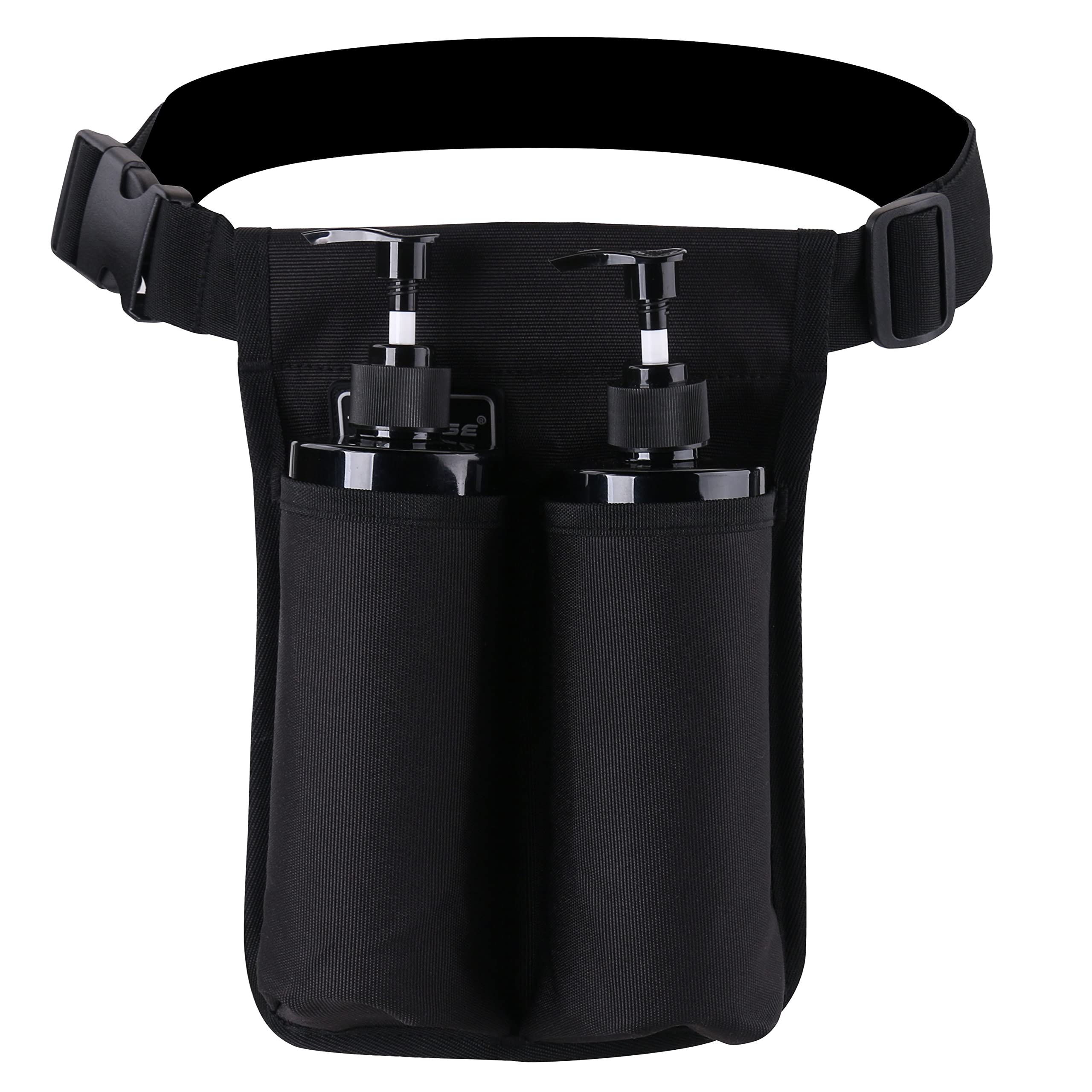 Bag open showing five pockets for bottles