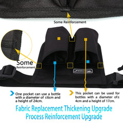 Large front pocket fits bottles up to 2.36 inches in diameter (9.45 inches tall)