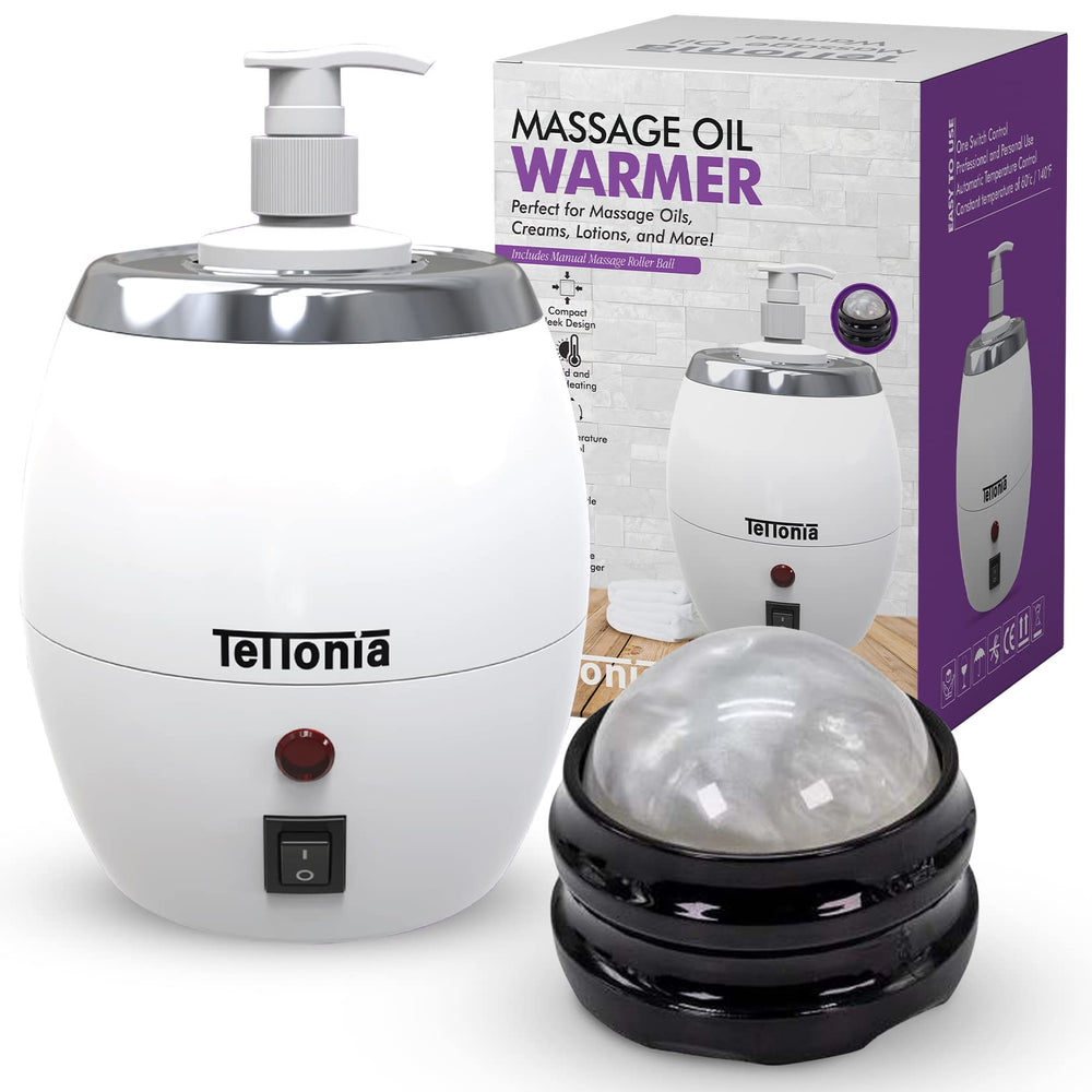White Pearl Massage Oil/Lotion Warmer with 8oz bottle