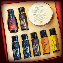 Assorted organic massage oils for couples