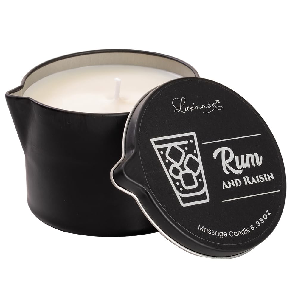 Massaging Oil Candle Rum Raisin 6.35 oz front view