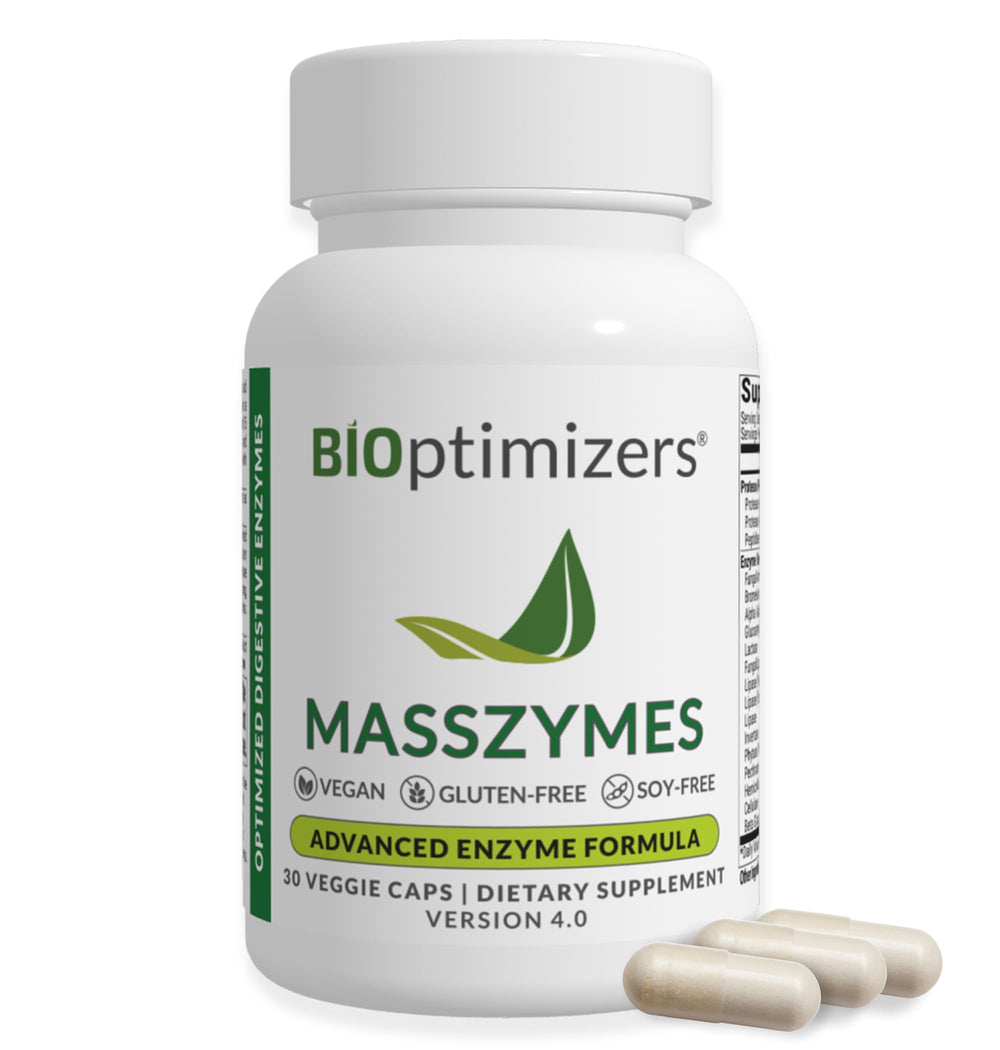 BIOptimizers MassZymes bottle on a white background