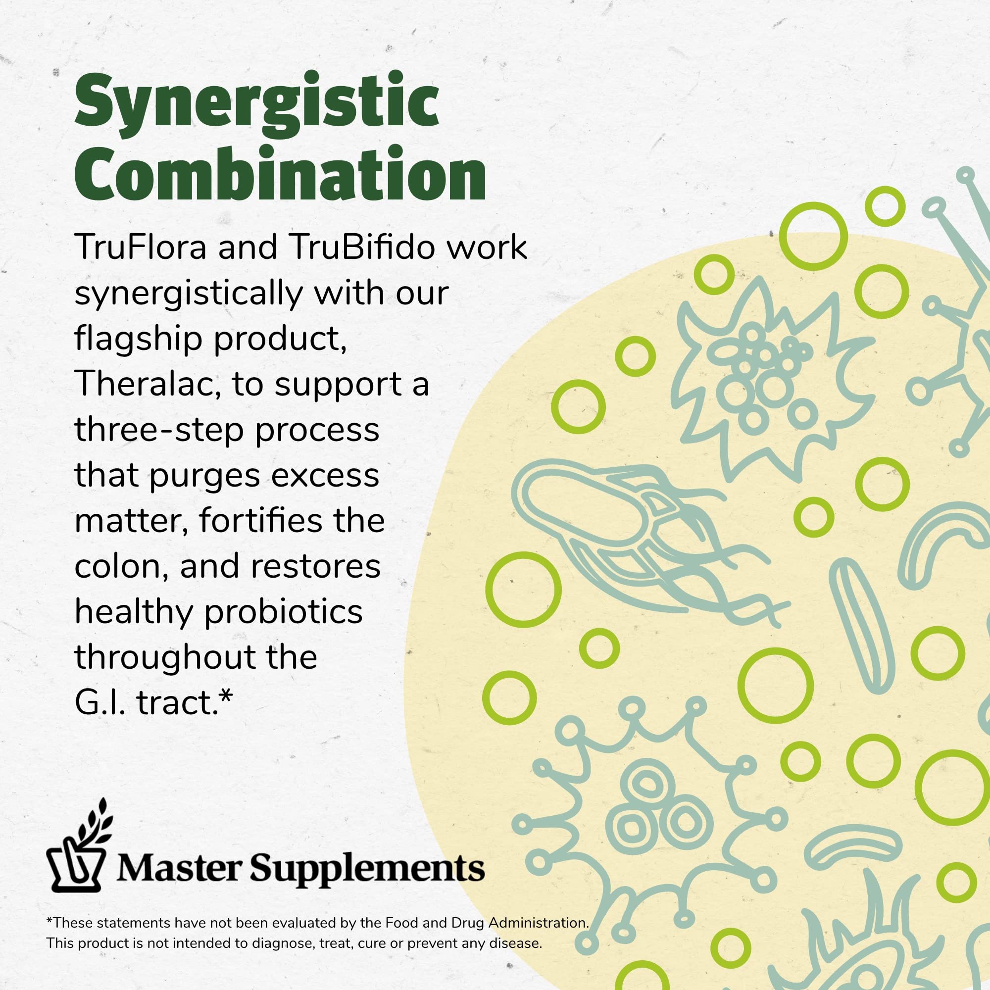 TruFlora 30-count probiotic bottle by Master Supplements with digestive enzymes