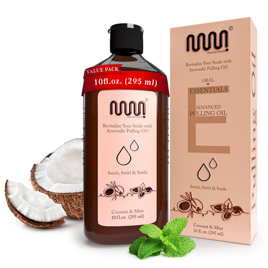 MasterMedi Coconut Peppermint Oil Pulling Mouthwash bottle