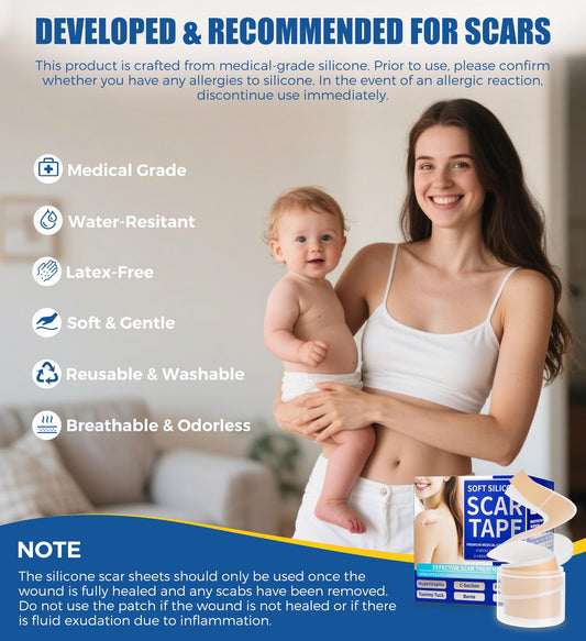 MasterMo hypoallergenic scar sheets offer gentle, skin-safe wear for sensitive skin.