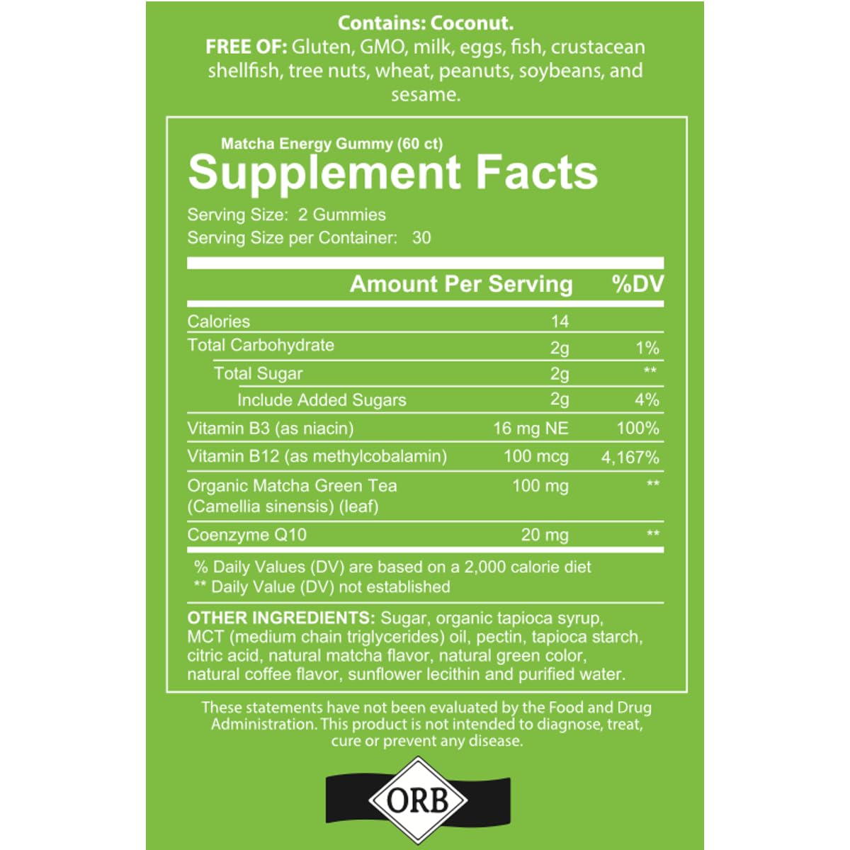 Close-up of Organic Matcha Green Tea powder and CoQ10