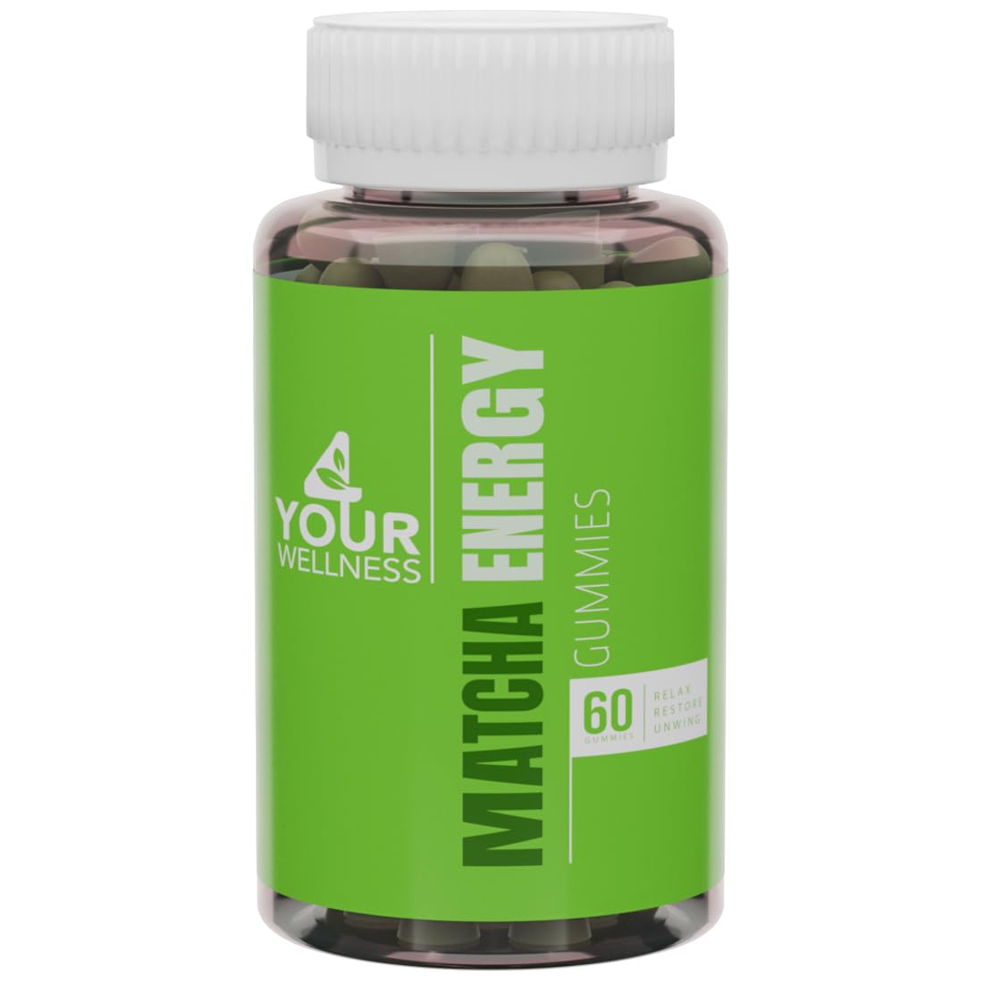 Brand label close-up of 4 Your Wellness Matcha Gummies