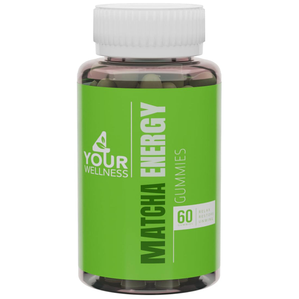 Brand label close-up of 4 Your Wellness Matcha Gummies