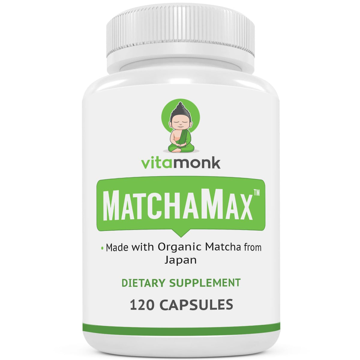 MATCHAMAX Organic Japanese Matcha Capsules bottle and capsules
