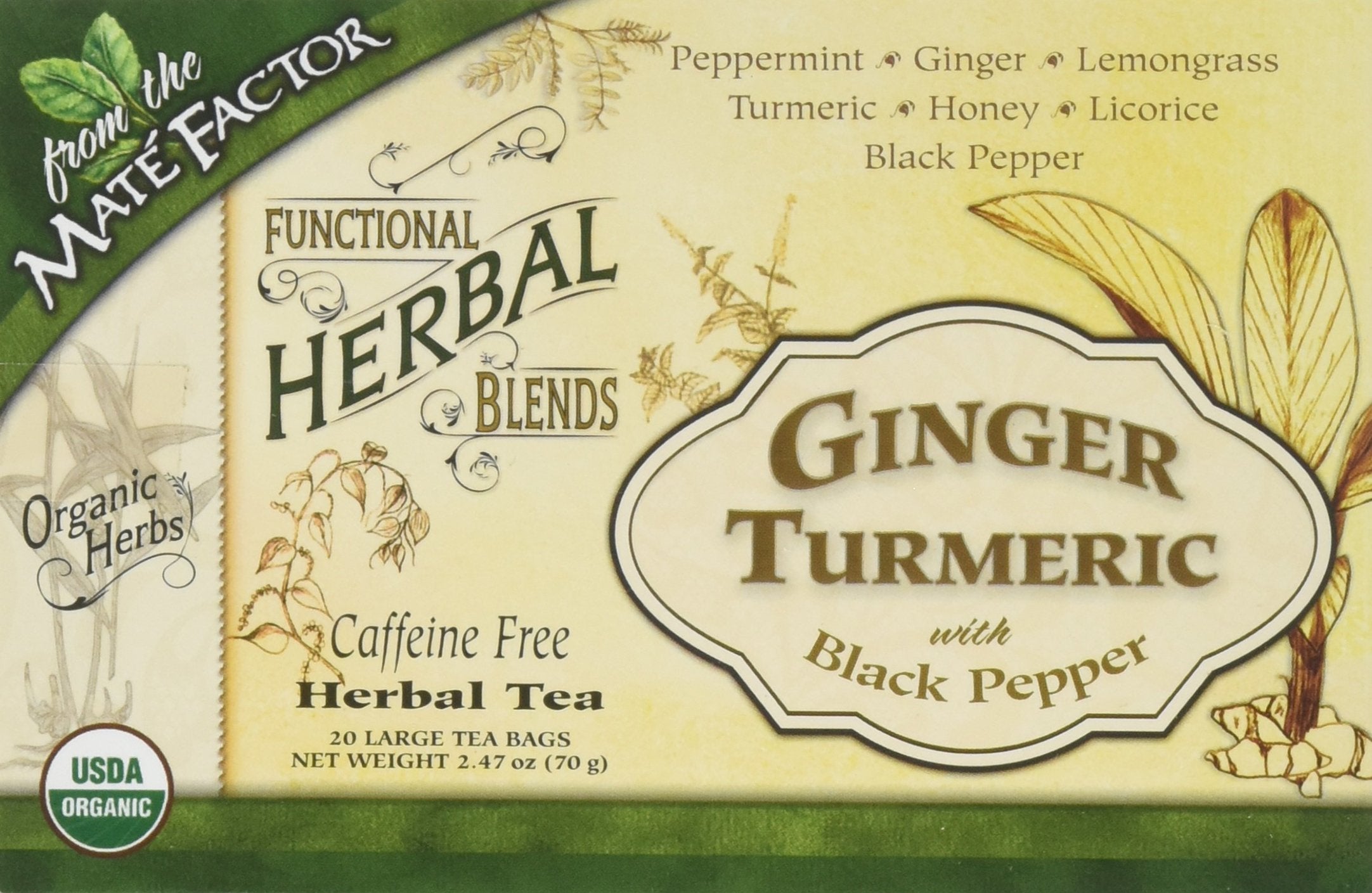 Close-up of Ginger Turmeric with Black Pepper herbal blend sachets