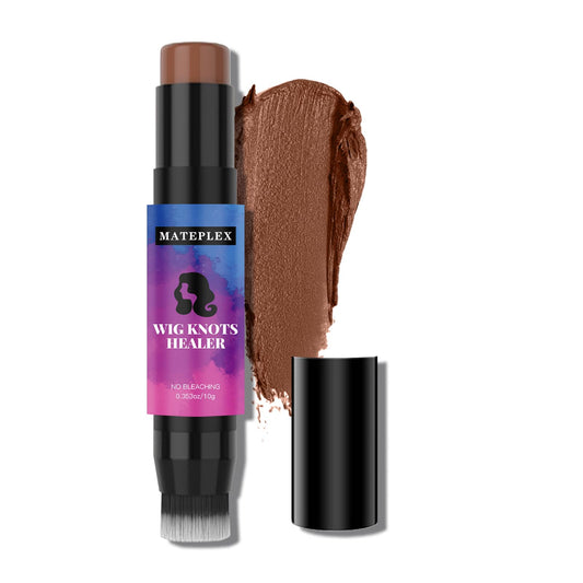 Mateplex Wig Knot Concealer with integrated color stick and brush for seamless scalp blending.