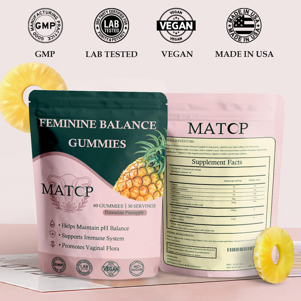 Vitamins, probiotics and ingredients for MATOP gummies