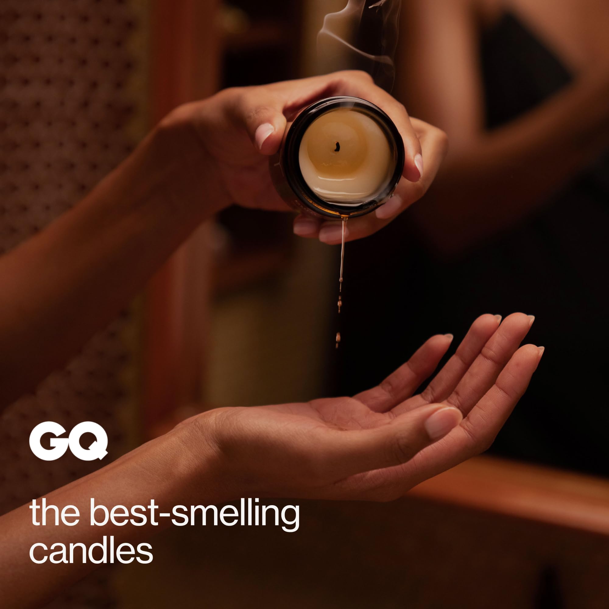 Pouring warm massage oil from the candle after burning 10-15 minutes