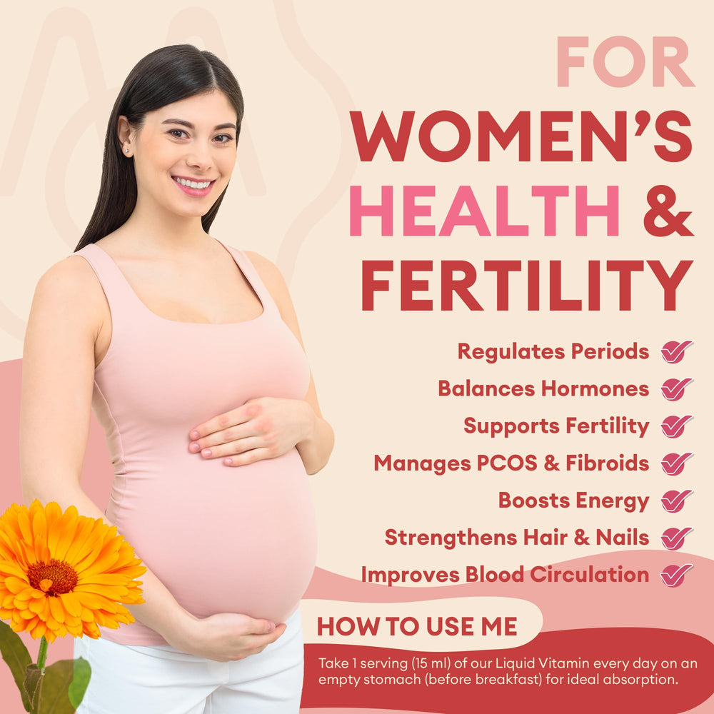 Fertility and pre-conception care imagery with MavoCare bottle
