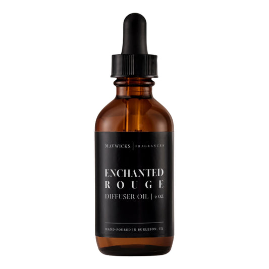Front view of Mavwicks Enchanted Rouge 2oz diffuser oil bottle