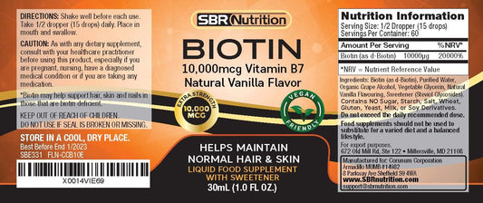 Dropper dispensing biotin liquid drops
